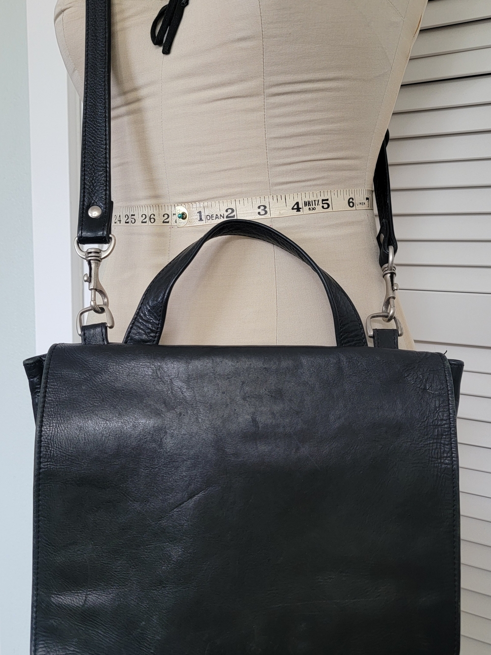 Wilsons Black Leather Satchel with Top Handle and Crossbody Strap